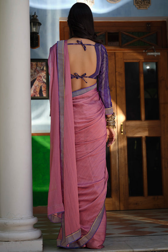 Lovely Pink Art Silk Festive Saree