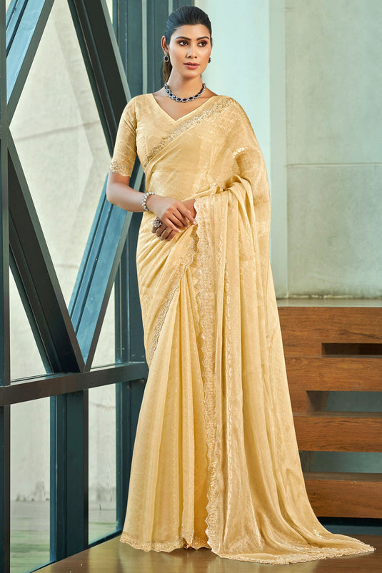 Lovely Beige Art Silk Festive Saree