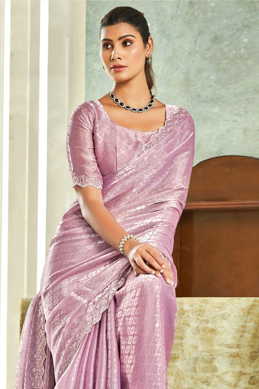 Elegant Purple Art Silk Saree For Festive Wear