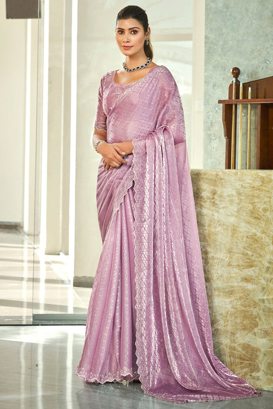 Elegant Purple Art Silk Saree For Festive Wear