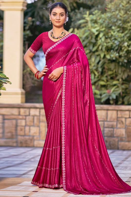 Elegant Magenta Festive Chiffon Fancy Saree