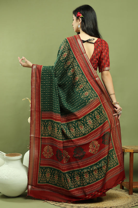 Green Art Silk Festive Saree With Attractive Blouse