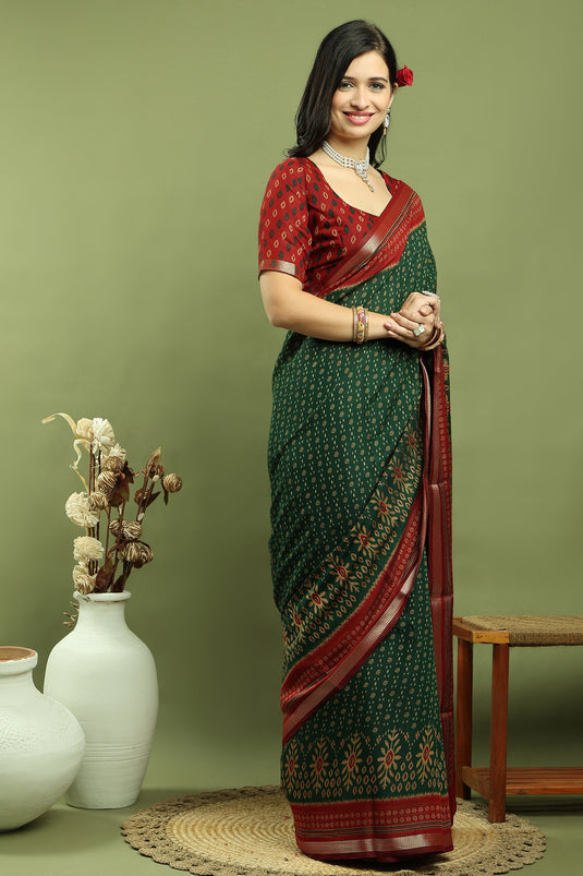 Green Art Silk Festive Saree With Attractive Blouse