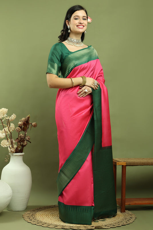 Charming Pink Art Silk Saree