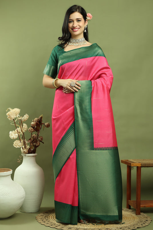 Charming Pink Art Silk Saree