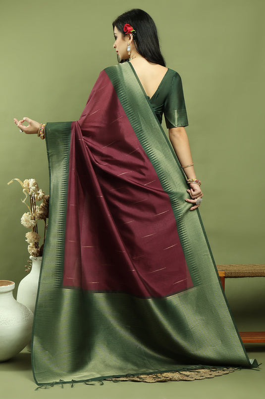 Lovely Burgundy Art Silk Festive Saree