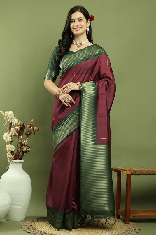 Lovely Burgundy Art Silk Festive Saree