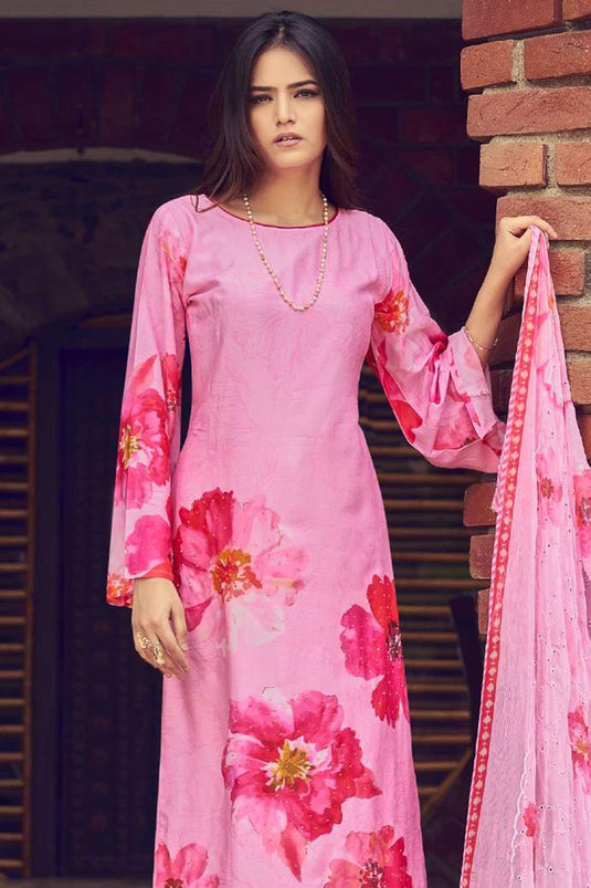 Casual Pink Color Printed Suit