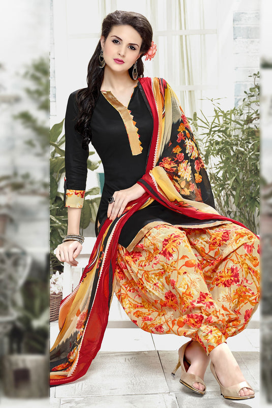 Black Cotton Patiala Dress