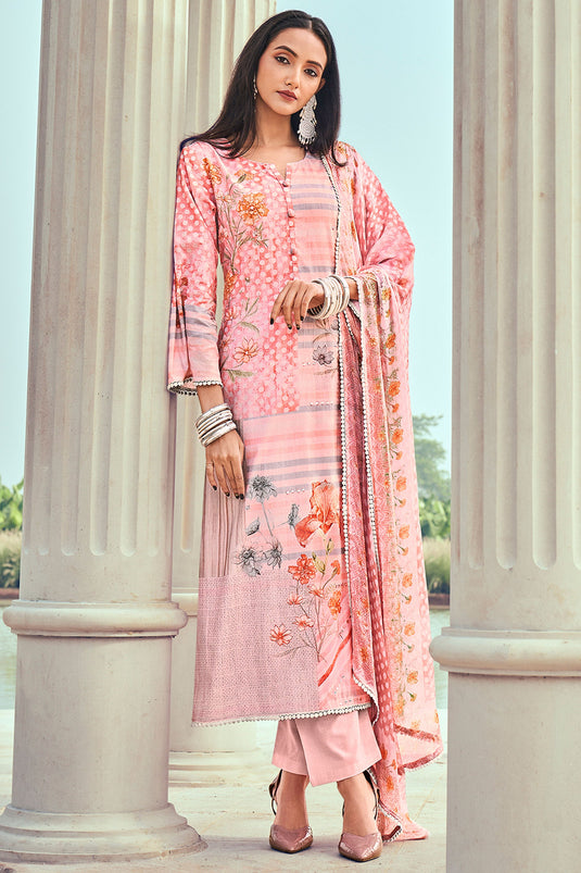 Pink Casual Printed Salwar Suit