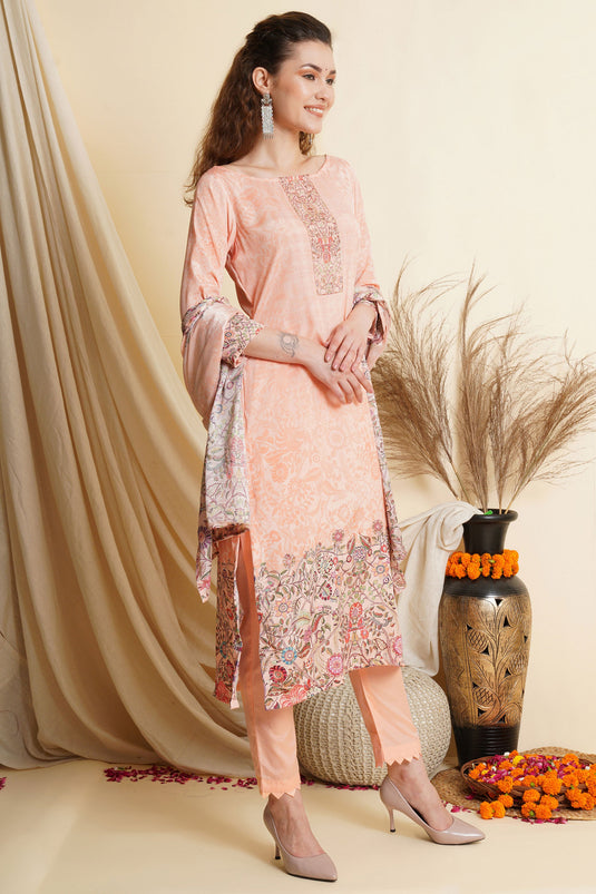 Peach Crepe Fabric Dress