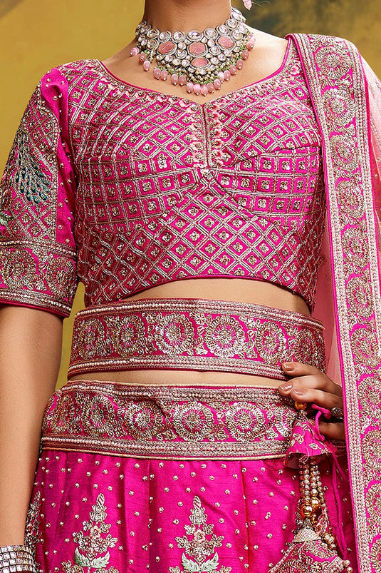 Pink Silk Occasion Wear Lehenga Choli With Embroidery Work