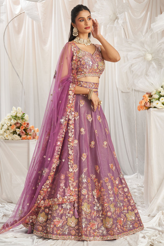 Lavender Thread Embroidery Trendy Lehenga Choli