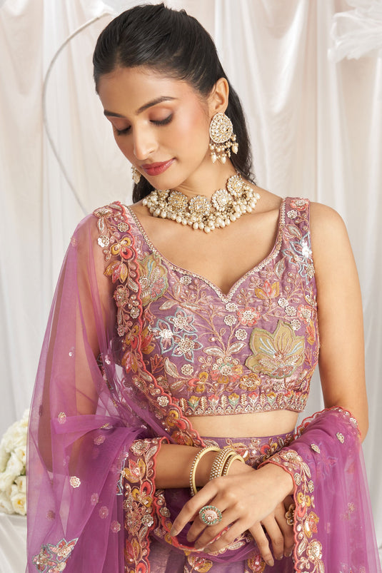 Lavender Thread Embroidery Trendy Lehenga Choli