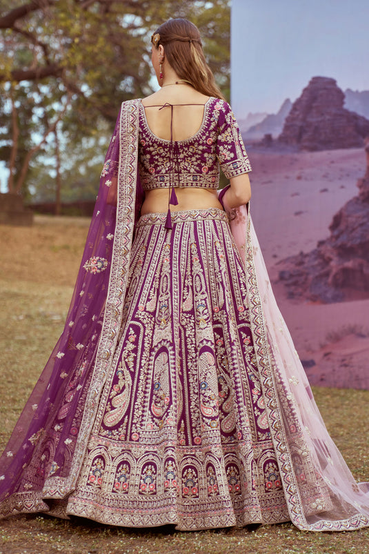 Purple Embroidered Designer Lehenga Choli With Blouse