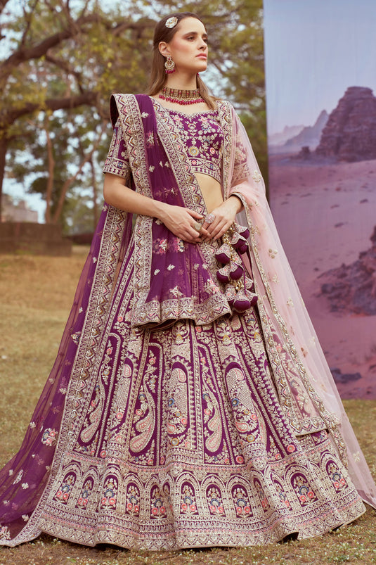 Purple Embroidered Designer Lehenga Choli With Blouse