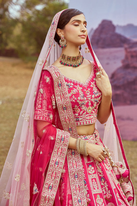 Elegance Pink Wedding Wear Lehenga Choli