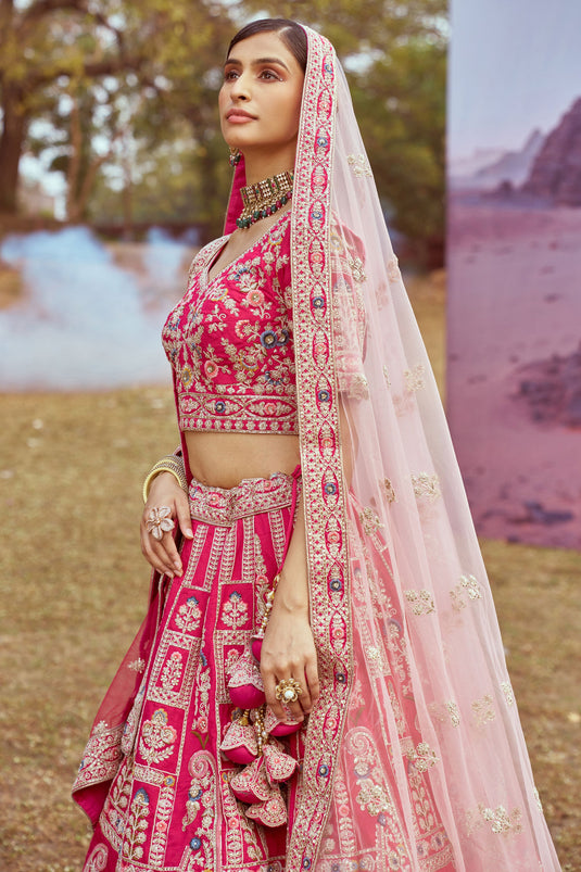 Elegance Pink Wedding Wear Lehenga Choli