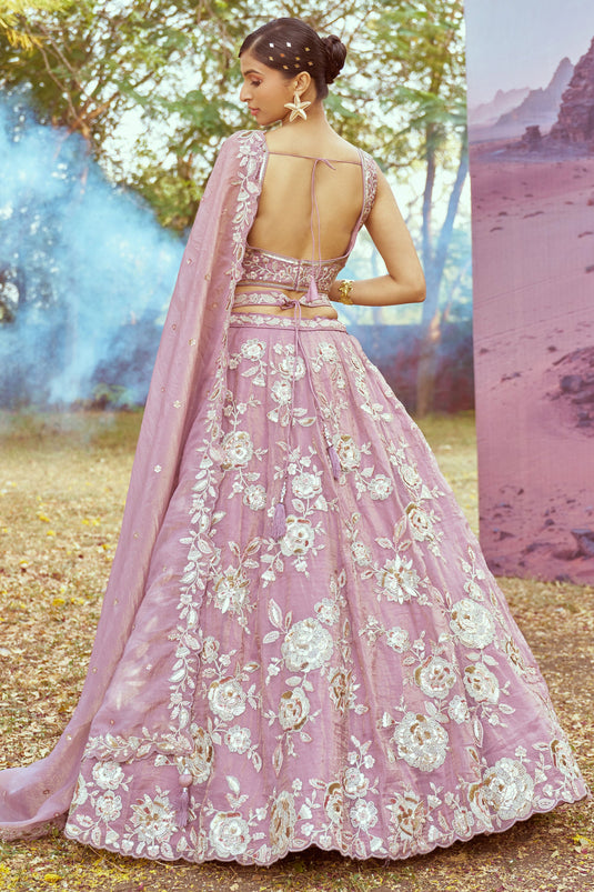 Lavender Heavy Embroidered Designer Lehenga Choli