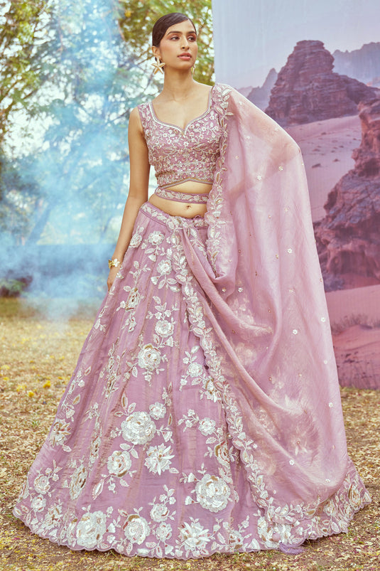 Lavender Heavy Embroidered Designer Lehenga Choli