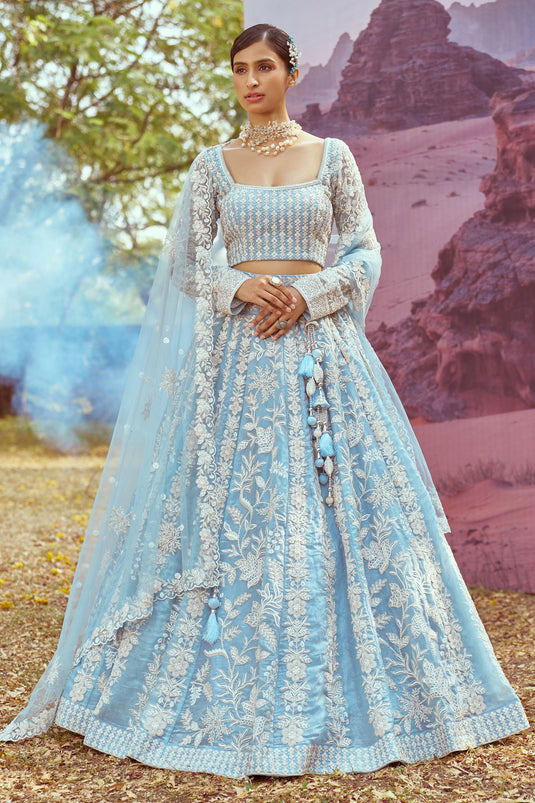 Radiance Blue Wedding Wear Designer Lehenga Choli