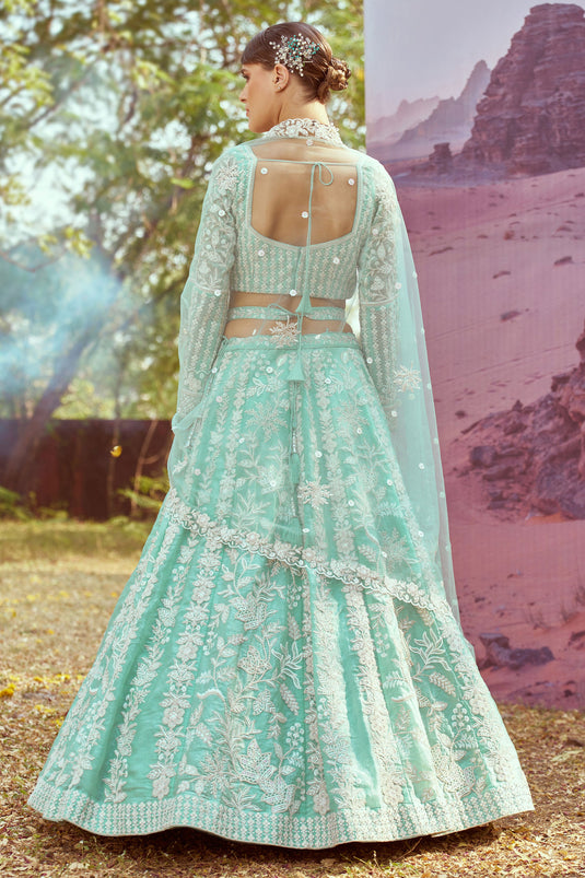 Graceful Heavy Embroidered Bridal Lehenga Choli In Silk Fabric