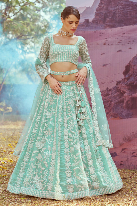 Graceful Heavy Embroidered Bridal Lehenga Choli In Silk Fabric