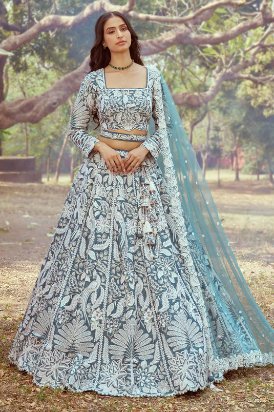 Vintage Teal Wedding Heavy Lehenga Choli