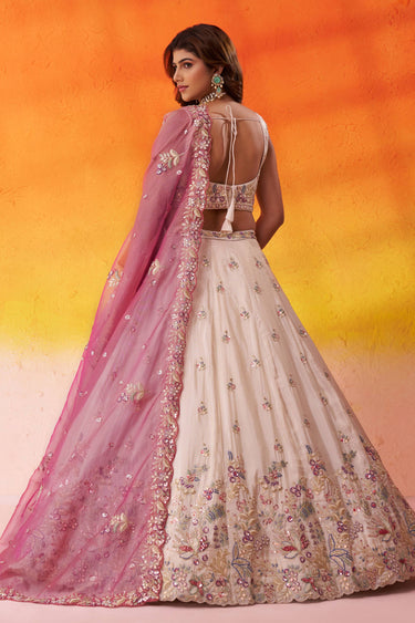 Embroidered Beige Color Wedding Wear Lehenga Choli With Dupatta