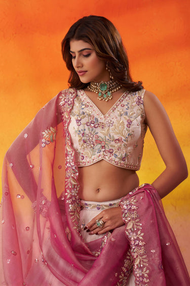 Embroidered Beige Color Wedding Wear Lehenga Choli With Dupatta