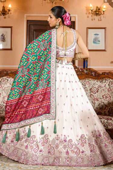 Beige Wedding Wear Tissue Lehenga Choli