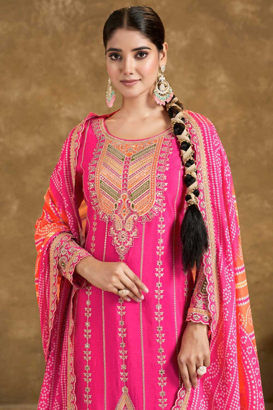 Captivating Pink Color Readymade Dhoti Style Salwar Suit