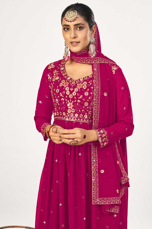 Tempting Pink Color Function Wear Georgette Pakistani Replica Suit