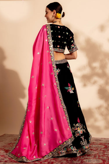 Awesome Sequins Work On Organza Fabric Purple Color Lehenga