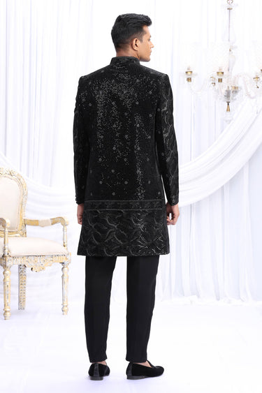 Sequence Work Black Readymade Indo Western For Men