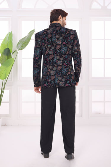 Black Wedding Wear Velvet Fabric Readymade Jodhpuri Jacket