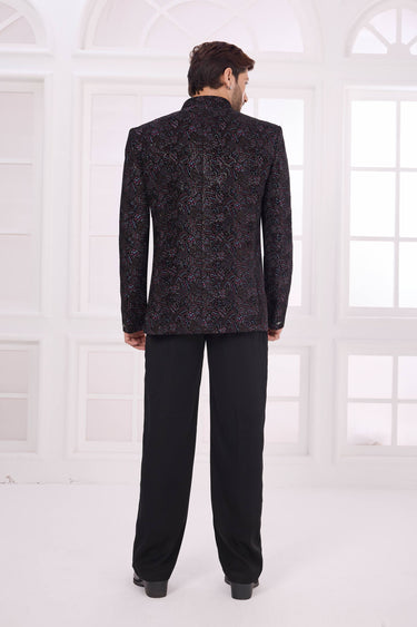 Velvet Black Wedding Wear Readymade Jodupuri Jacket