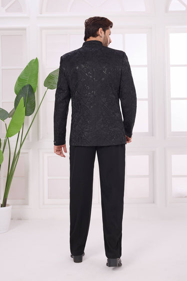 Black Velvet Fabric Readymade Jodhpuri Jacket For Wedding Wear