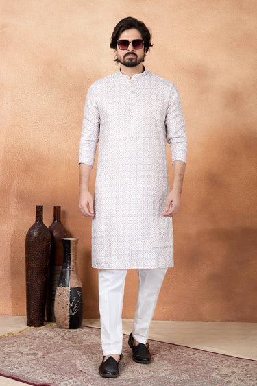 Brown Function Wear Art Silk Fabric Readymade Kurta With Aligadhi Pant For Men