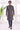 Mens Thread Embroidered Rich Navy Blue Silk Wedding Function Indo Western Sherwani With Aligadhi Pants