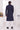 Mens Classic Thread Work Rich Navy Blue Silk Indo Western Sherwani With Aligadhi Pant