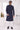 Mens Classic Thread Work Rich Navy Blue Silk Indo Western Sherwani With Aligadhi Pant