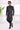 Mens Thread Embroidery Rich Black Fancy Silk Party Wear Indo Western Sherwani With Aligadhi Pant