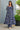 Blue Printed A-Line Knee Length Readymade Kurti With Bottom