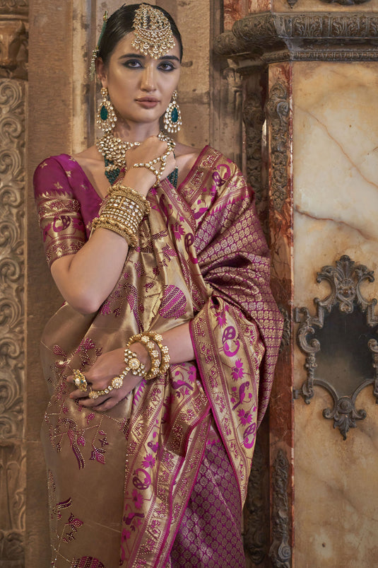 Adorable Magenta Color Function Wear Patola Silk Weaving Work Design Saree