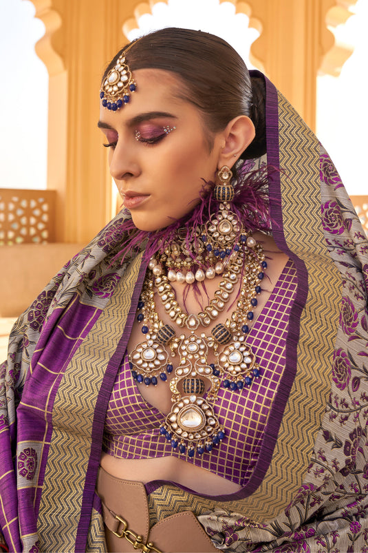 Purple Color Function Wear Charismatic Art Silk Fabric Saree