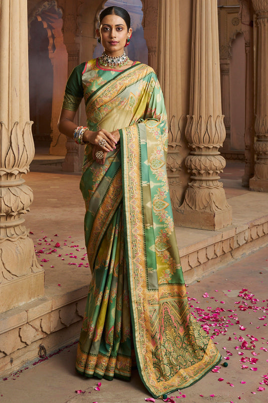 Glamorous Sea Green Color Weaving Designs Art Silk Saree
