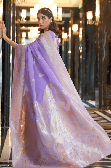 Kanika Dev Delicate Purple Color Weaving Work Art Silk Saree