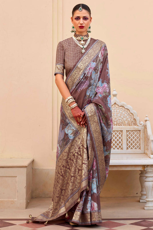 Dazzling Weaving Work On Multi Color Saree In Art Silk Fabric