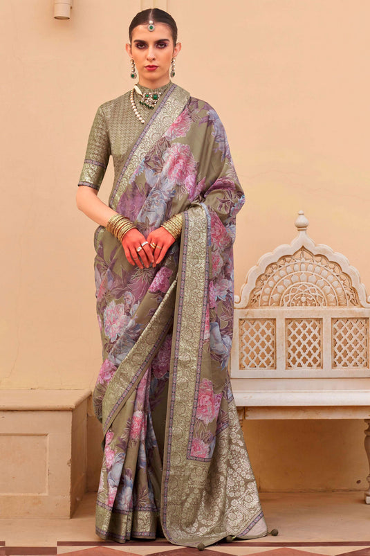 Charming Multi Color Art Silk Fabric Saree With Weaving Work